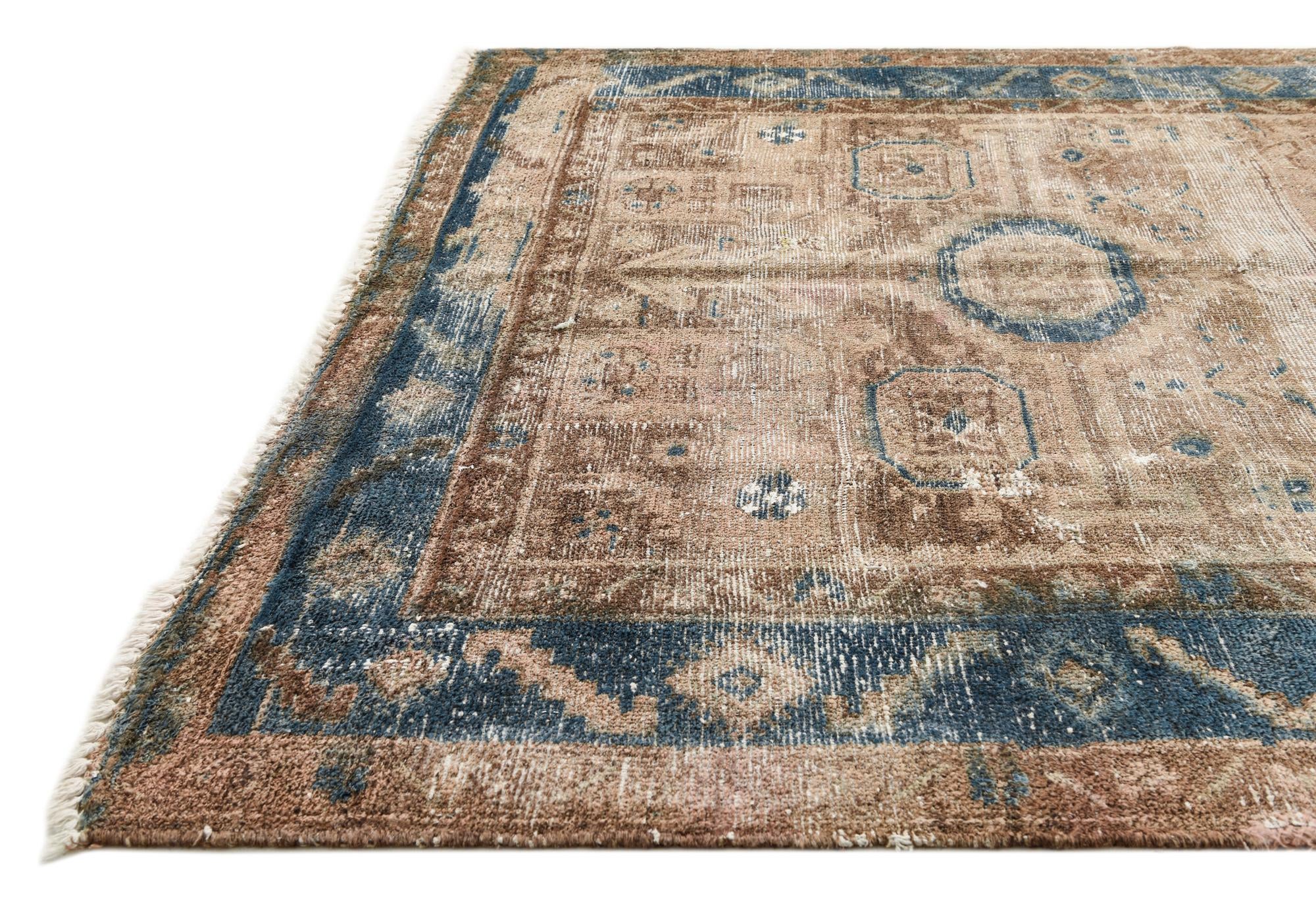 4' 3 x 8' 9 Hand Knotted Ultra Vintage Persian Wool Runner Rug