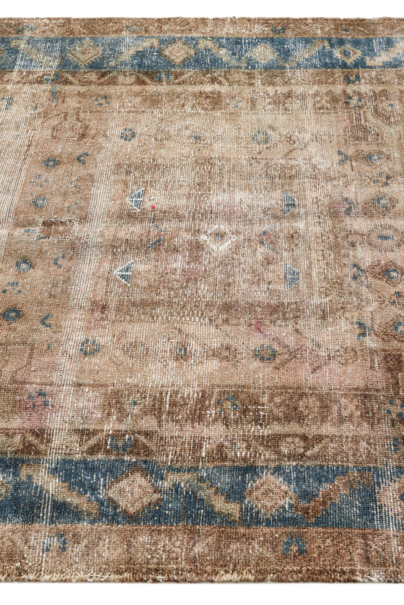 4' 3 x 8' 9 Hand Knotted Ultra Vintage Persian Wool Runner Rug