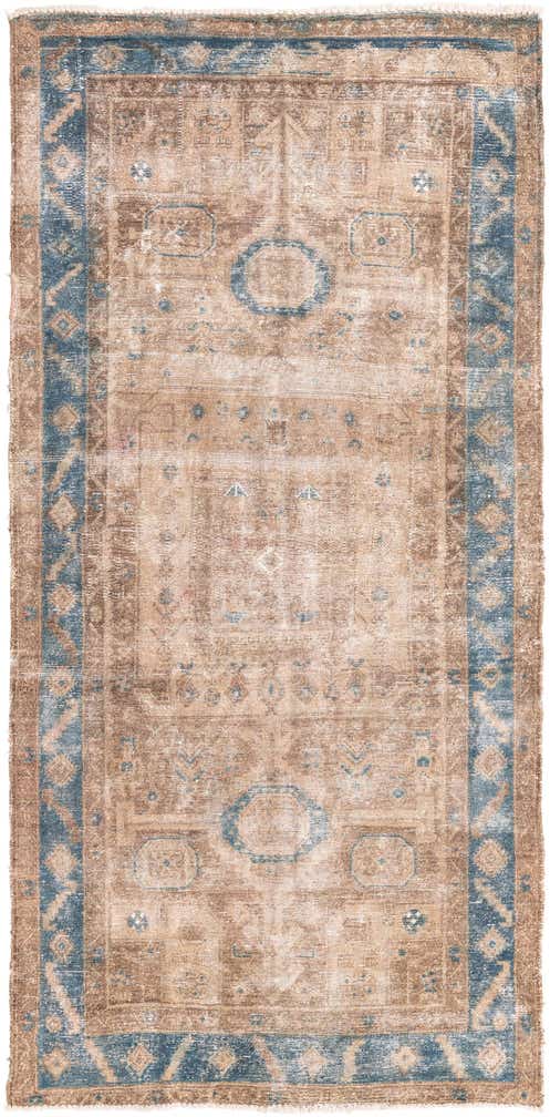 4' 3 x 8' 9 Hand Knotted Ultra Vintage Persian Wool Runner Rug