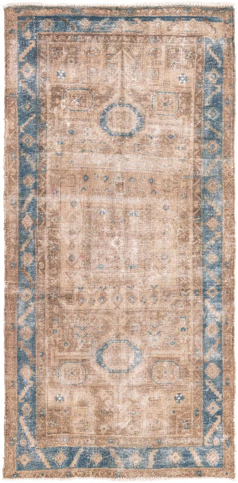 Detail image of 4' 3 x 8' 9 Hand Knotted Ultra Vintage Persian Wool Runner Rug