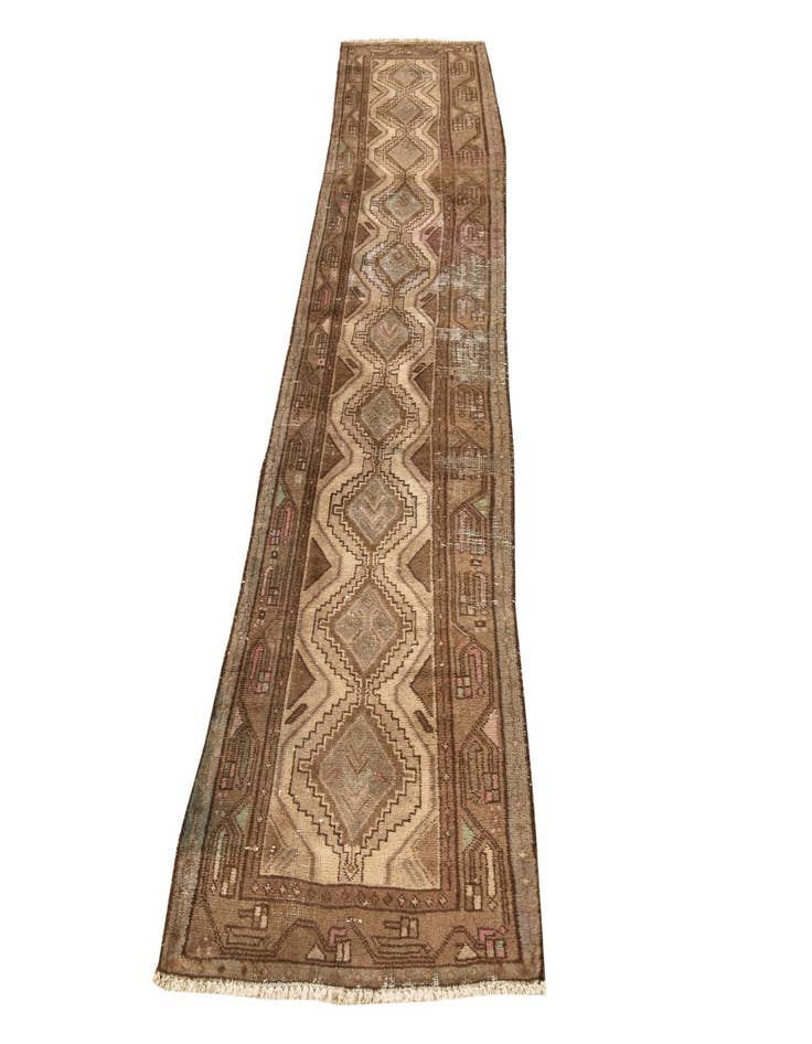 Detail image of 2' 6 x 9' 10  Hand Knotted Ultra Vintage Persian Wool Runner Rug