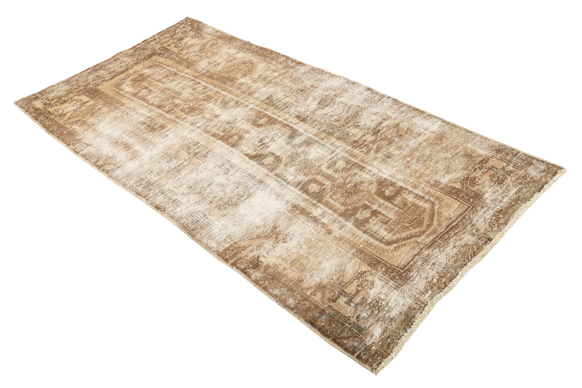 3' 6 x 7' 1 Hand Knotted Ultra Vintage Persian Wool Runner Rug