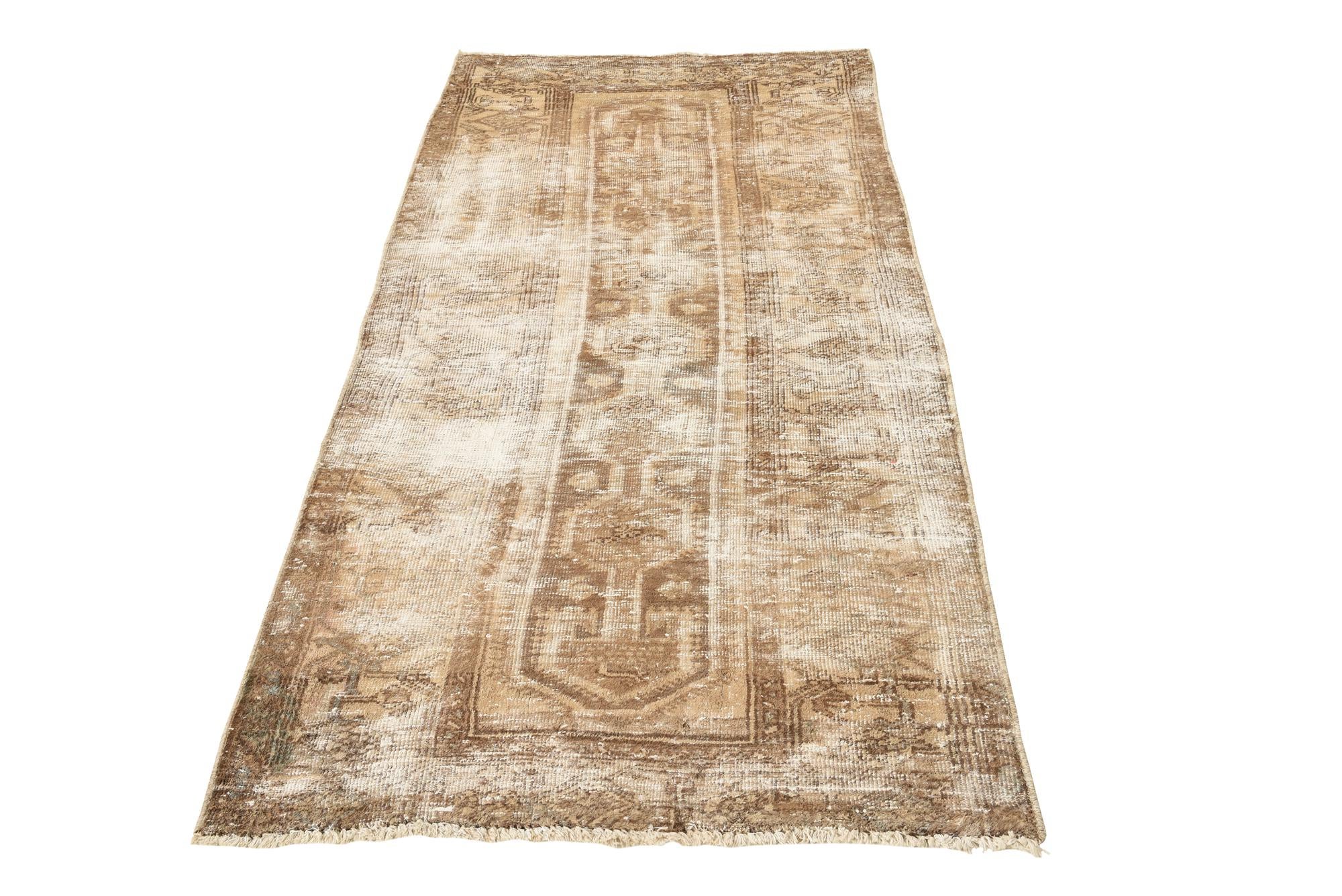 3' 6 x 7' 1 Hand Knotted Ultra Vintage Persian Wool Runner Rug