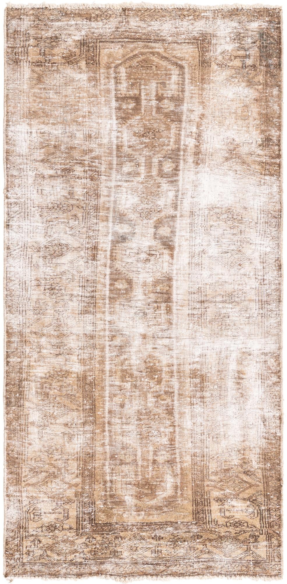 3' 6 x 7' 1 Hand Knotted Ultra Vintage Persian Wool Runner Rug