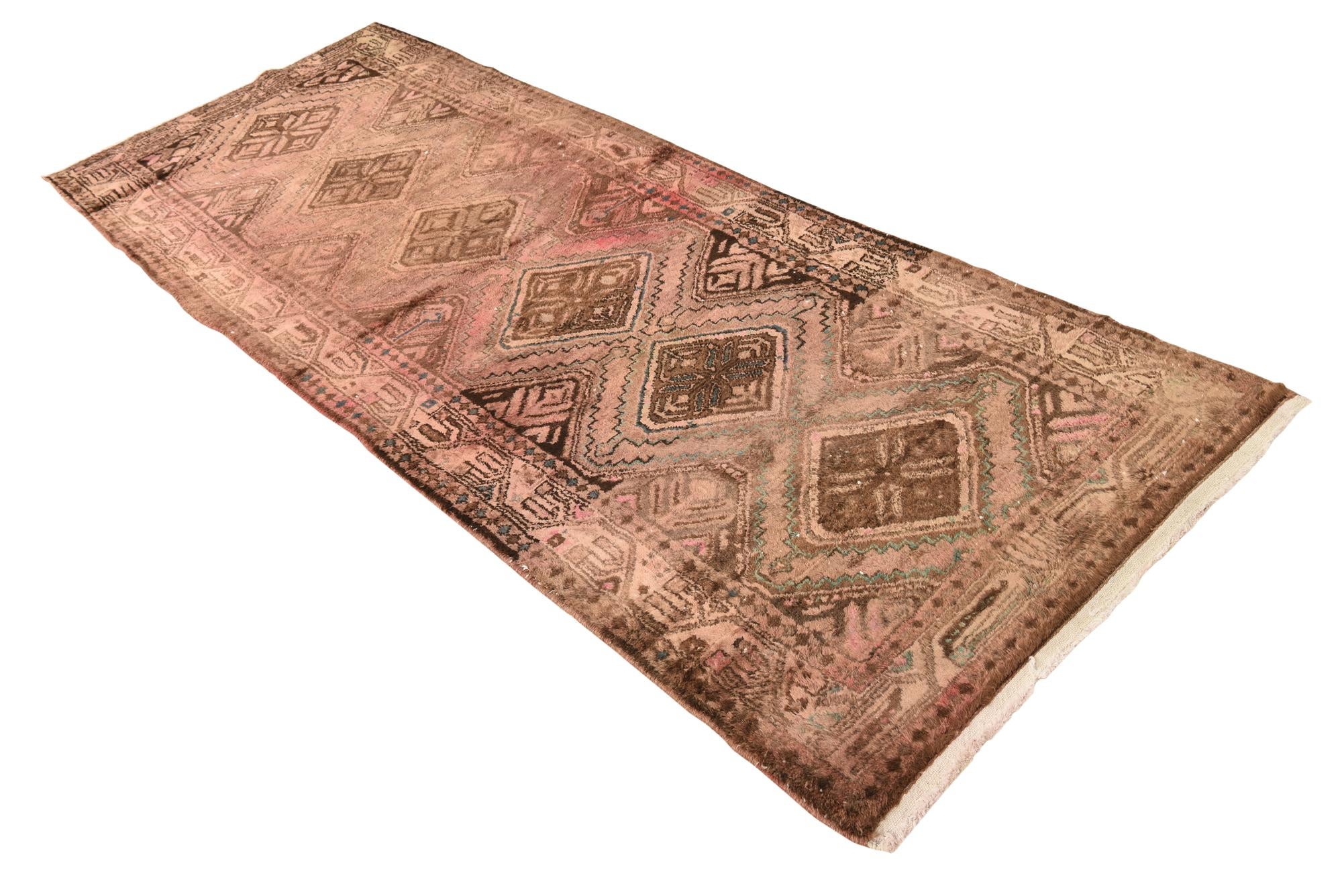 3' 4 x 8' 10 Hand Knotted Ultra Vintage Persian Wool Runner Rug