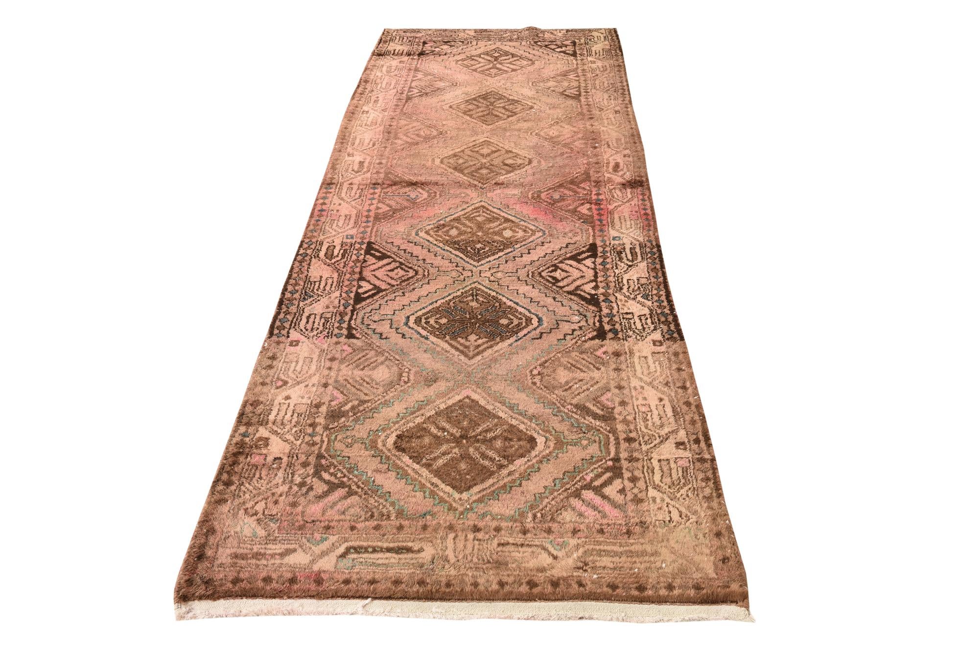 3' 4 x 8' 10 Hand Knotted Ultra Vintage Persian Wool Runner Rug
