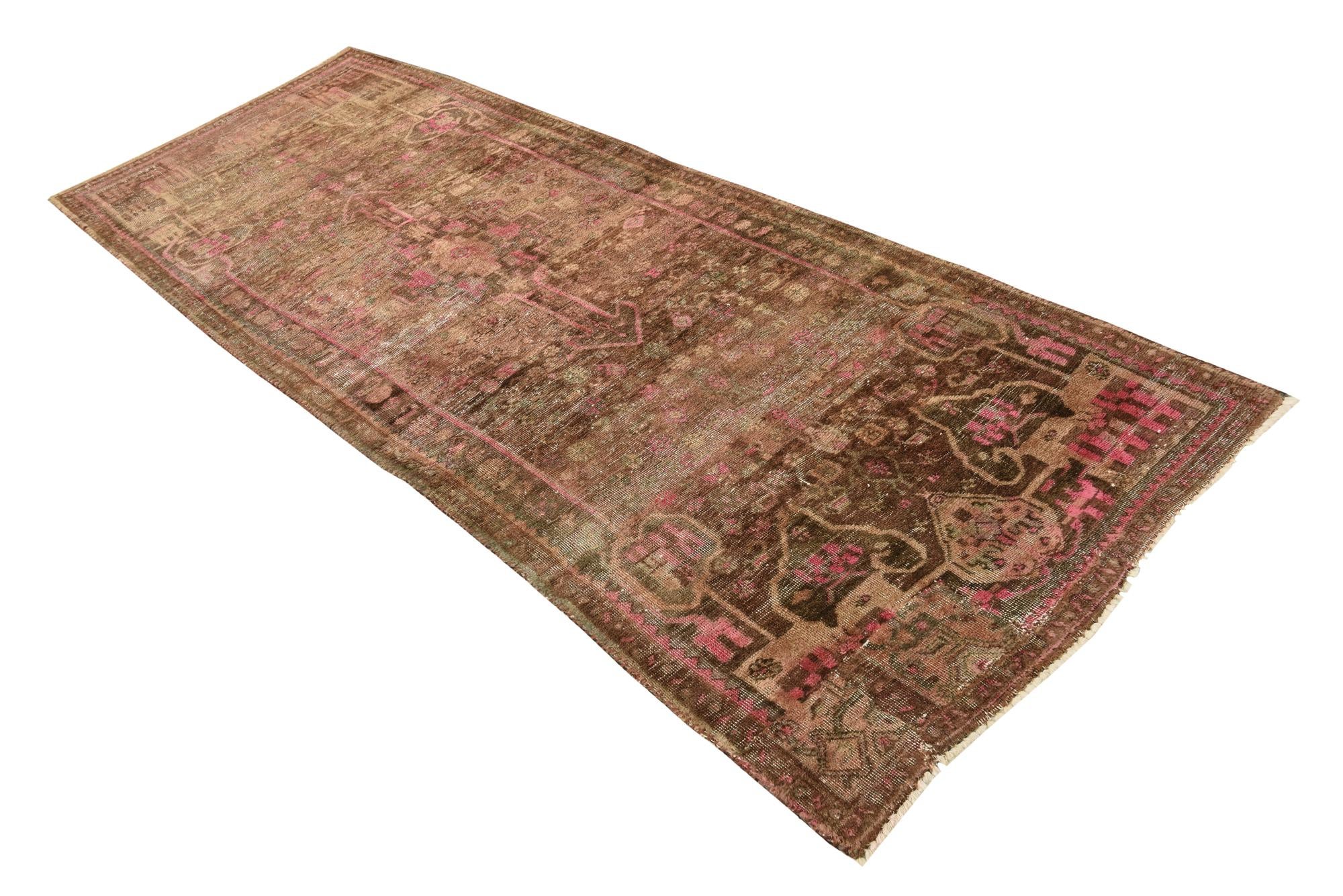 3' 5 x 9' 6 Hand Knotted Ultra Vintage Persian Wool Runner Rug