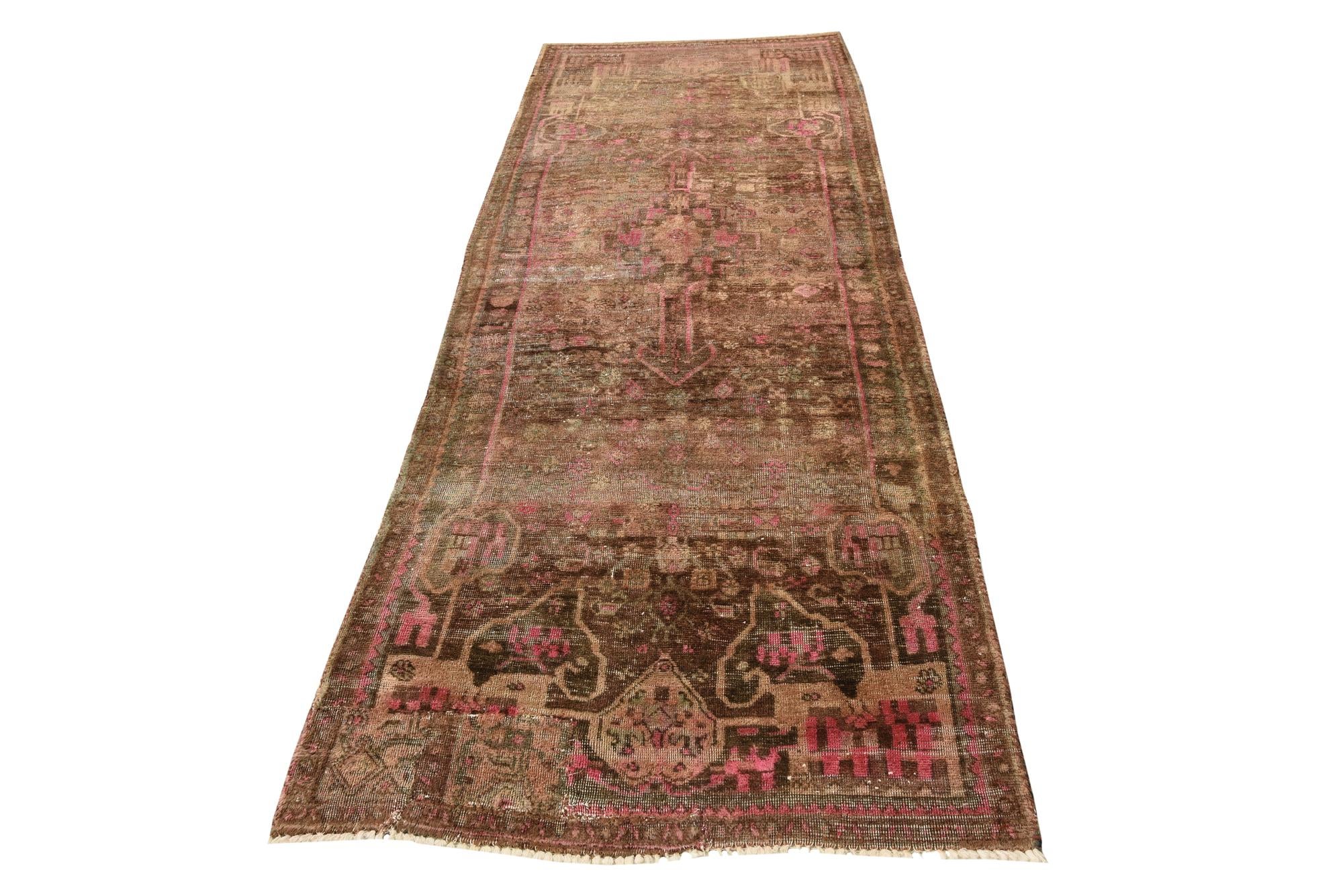 3' 5 x 9' 6 Hand Knotted Ultra Vintage Persian Wool Runner Rug