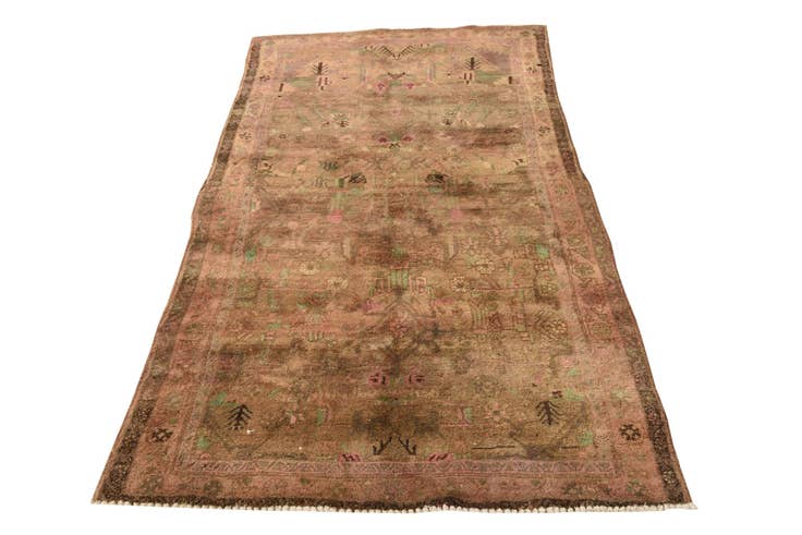 Detail image of 4' x 7' Hand Knotted Ultra Vintage Persian Wool Runner Rug