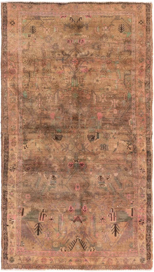Detail image of 4' x 7' Hand Knotted Ultra Vintage Persian Wool Runner Rug