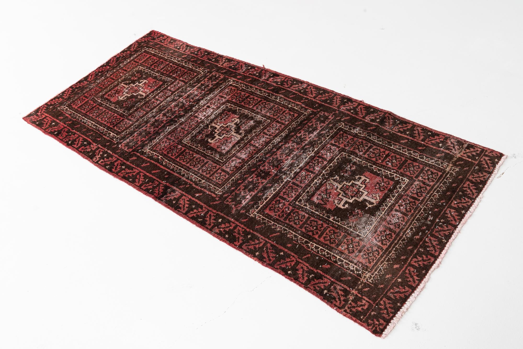 80cm x 175cm anudado a mano Ultra Vintage Alfombra Persa Lana Pasillera