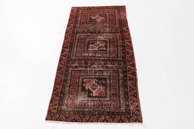 Detail image of 2' 8 x 5' 9 Hand Knotted Ultra Vintage Persian Wool Runner Rug