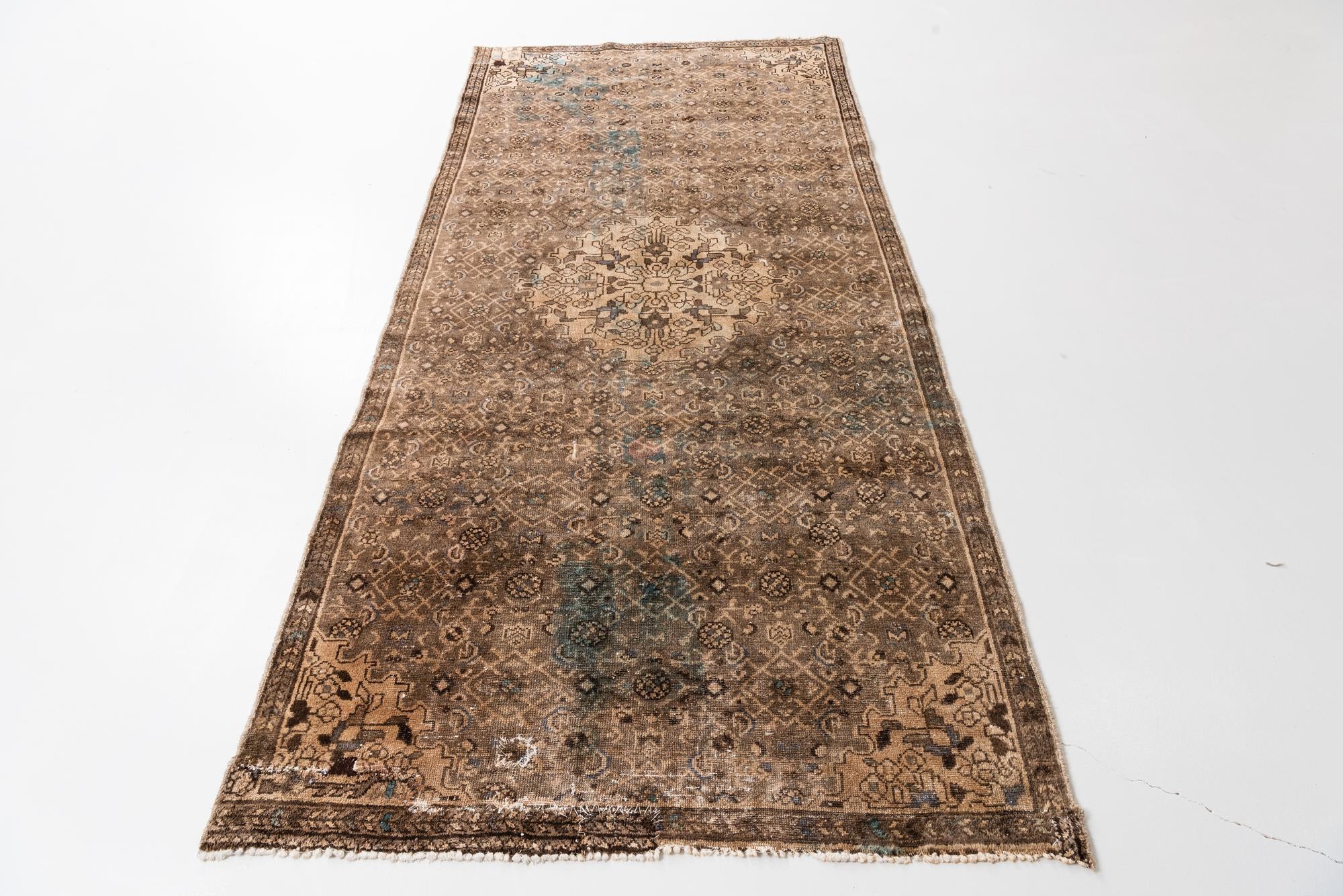 4' 4 x 8' 10 Hand Knotted Ultra Vintage Persian Wool Runner Rug