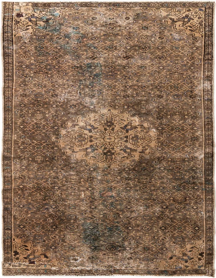 Detail image of 4' 4 x 8' 10 Hand Knotted Ultra Vintage Persian Wool Runner Rug