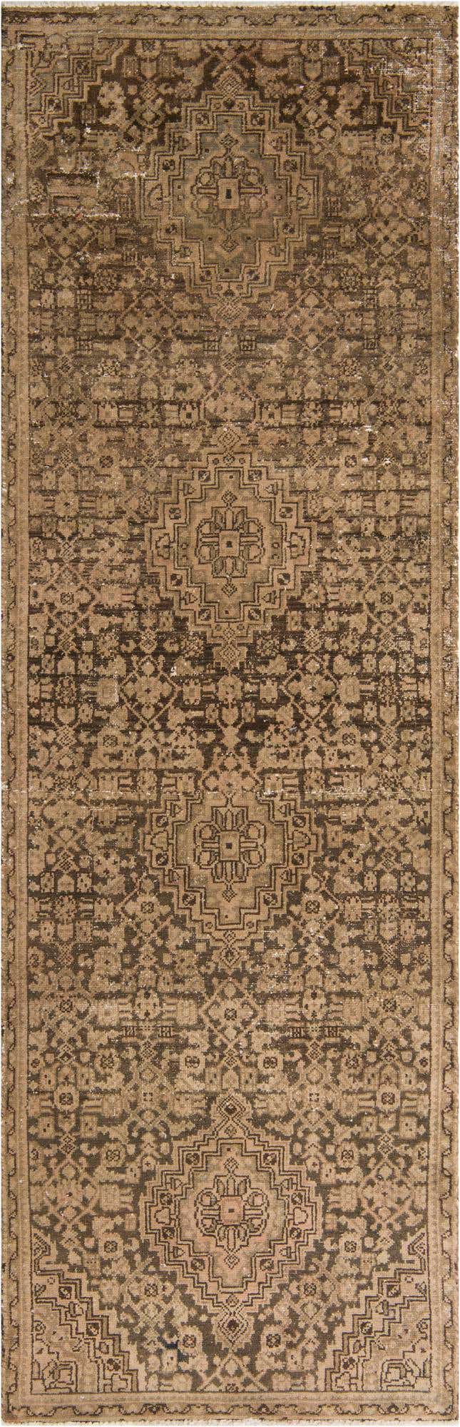 3' 5 x 10' 4 Hand Knotted Ultra Vintage Persian Wool Runner Rug