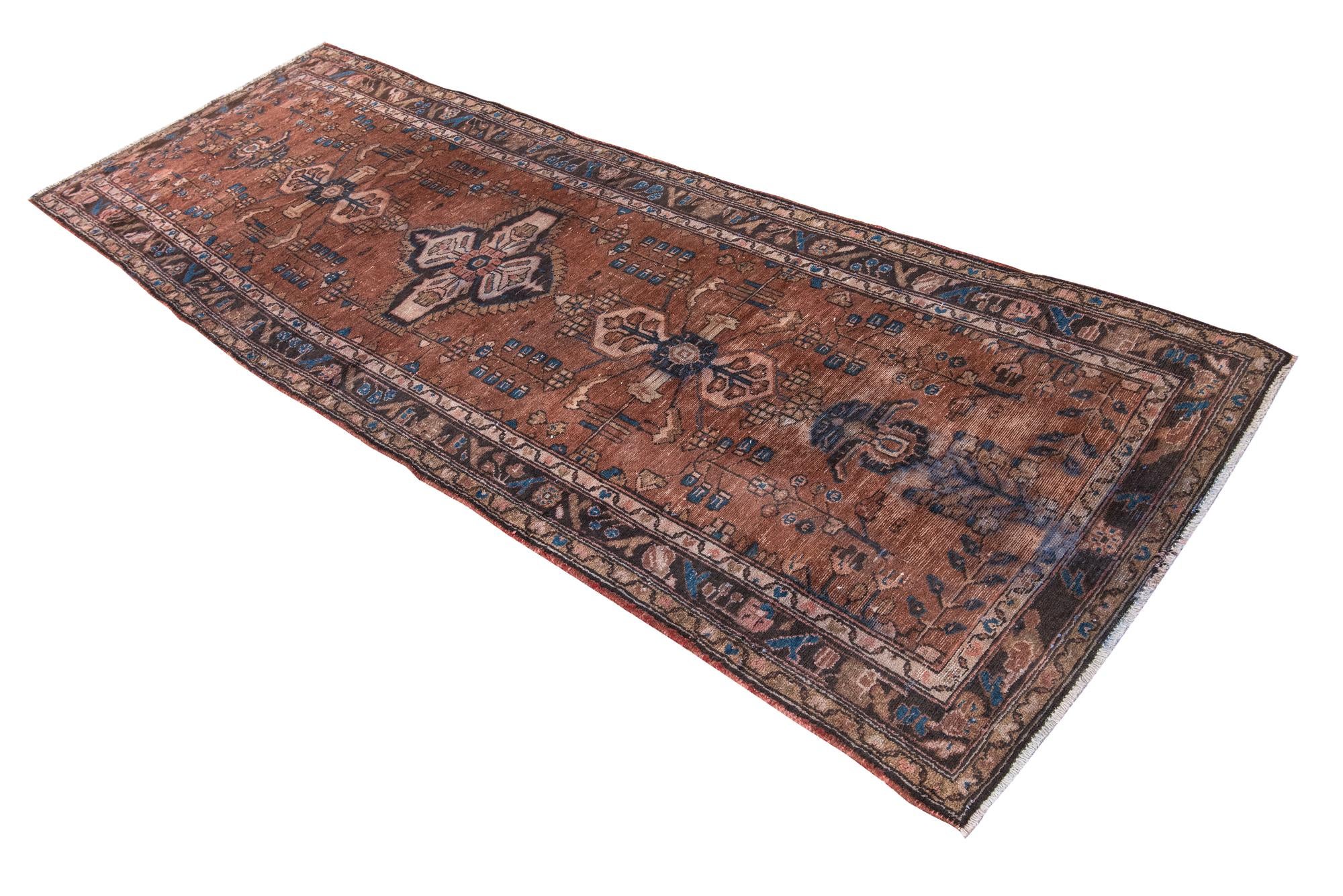 105cm x 310cm anudado a mano Ultra Vintage Alfombra Persa Lana Pasillera
