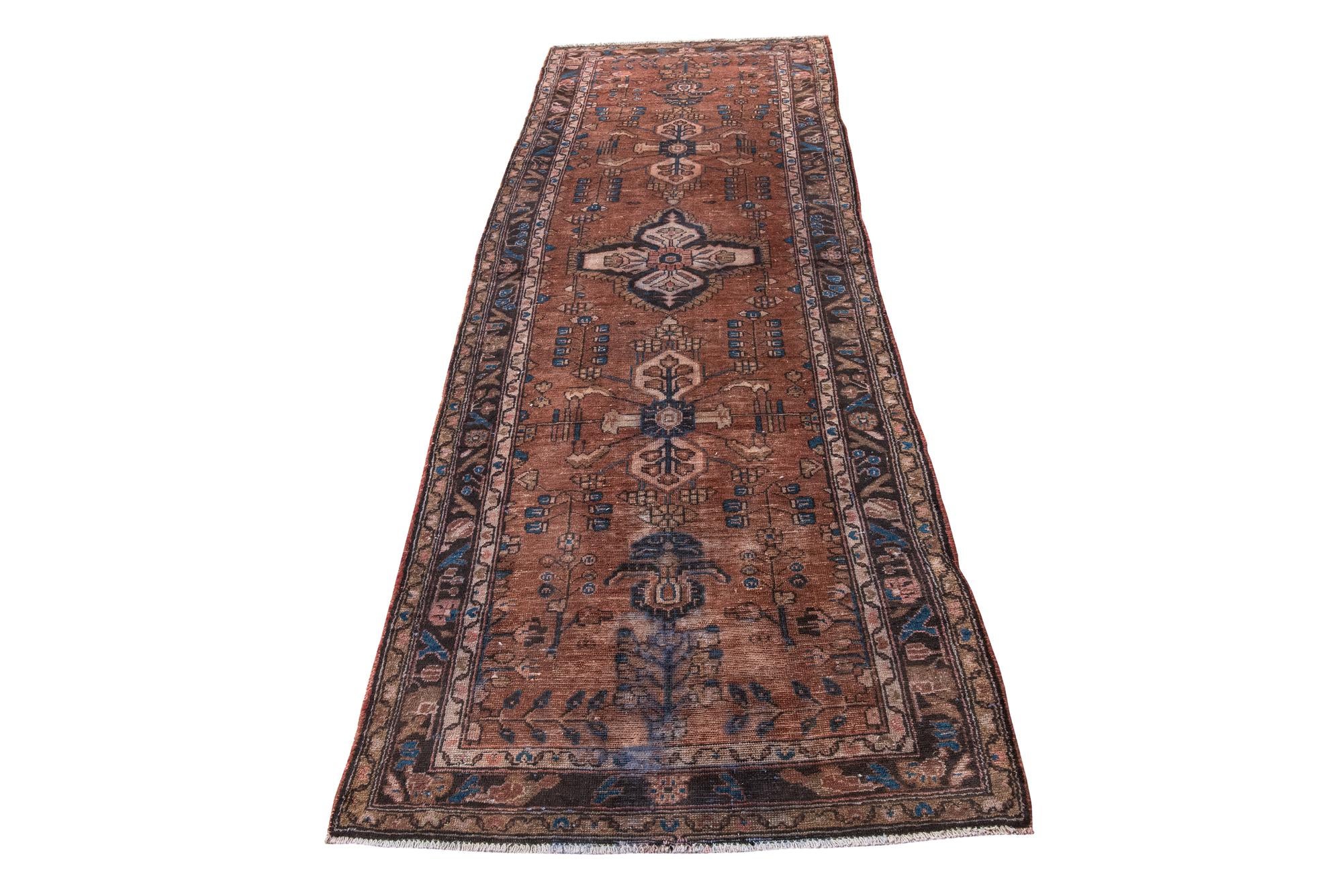 105cm x 310cm anudado a mano Ultra Vintage Alfombra Persa Lana Pasillera