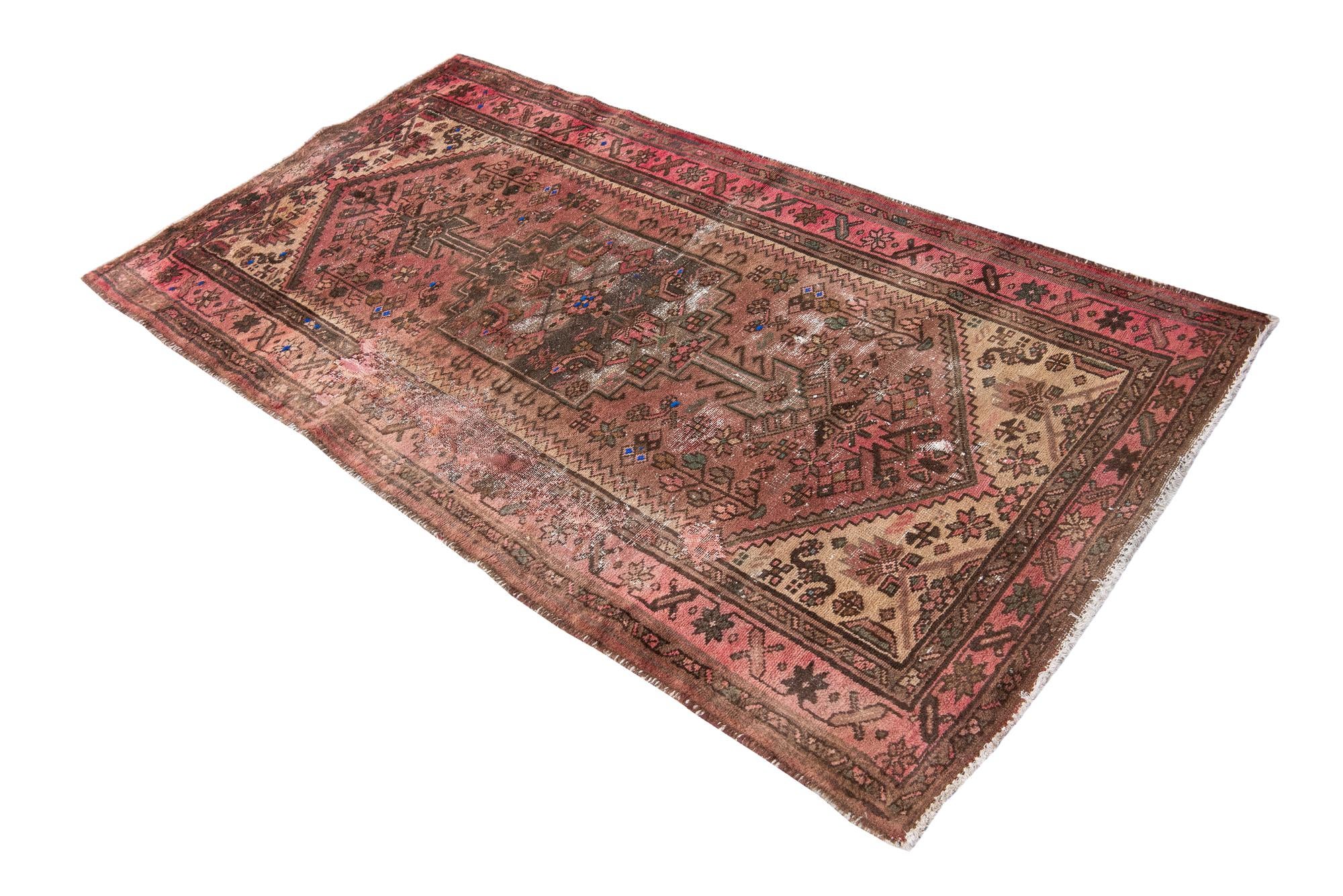 3' 4 x 6' 5 Hand Knotted Ultra Vintage Persian Wool Runner Rug