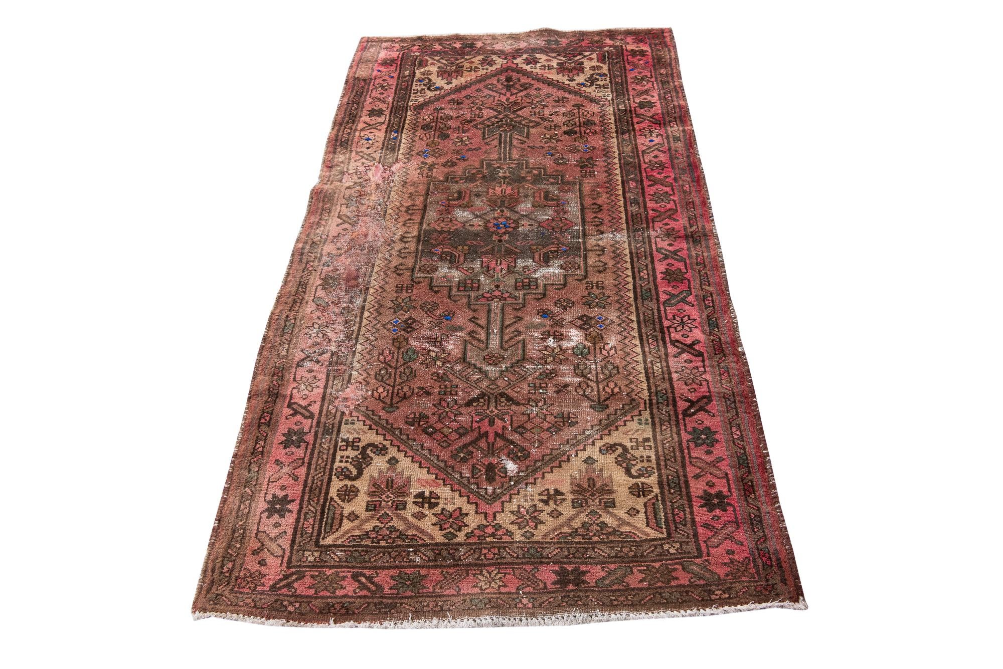 3' 4 x 6' 5 Hand Knotted Ultra Vintage Persian Wool Runner Rug