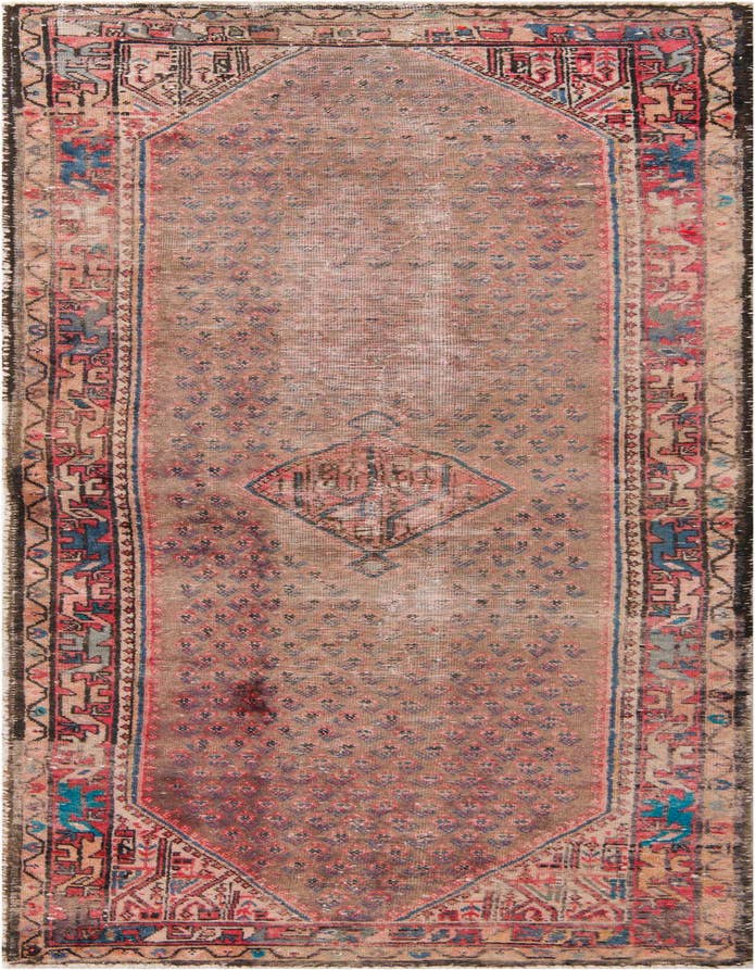 Detail image of 3' 6 x 9' 10 Hand Knotted Ultra Vintage Persian Wool Runner Rug