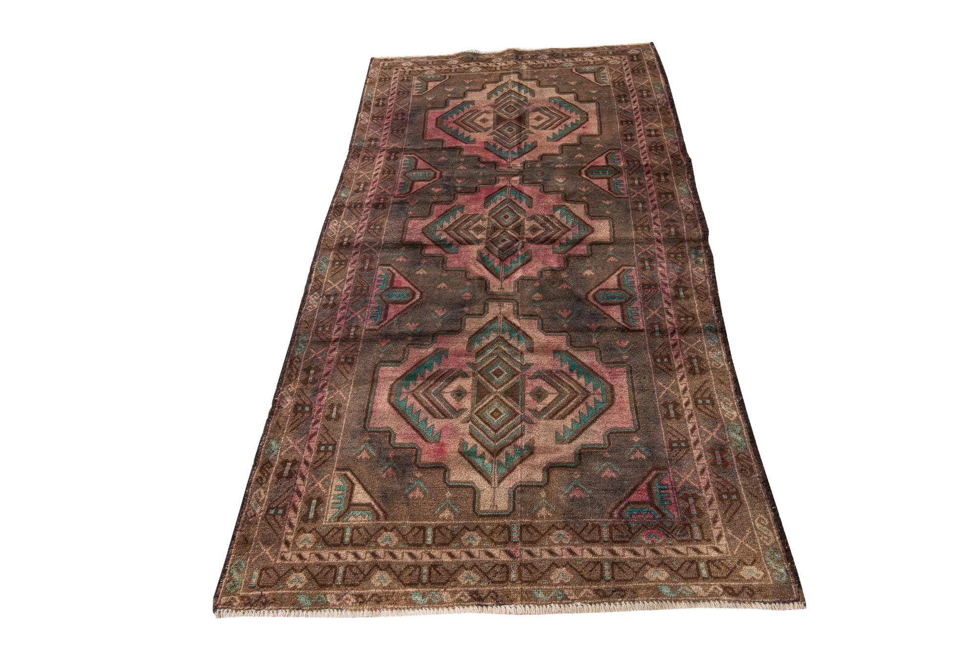 3' 4 x 6' 9 Hand Knotted Ultra Vintage Persian Wool Runner Rug