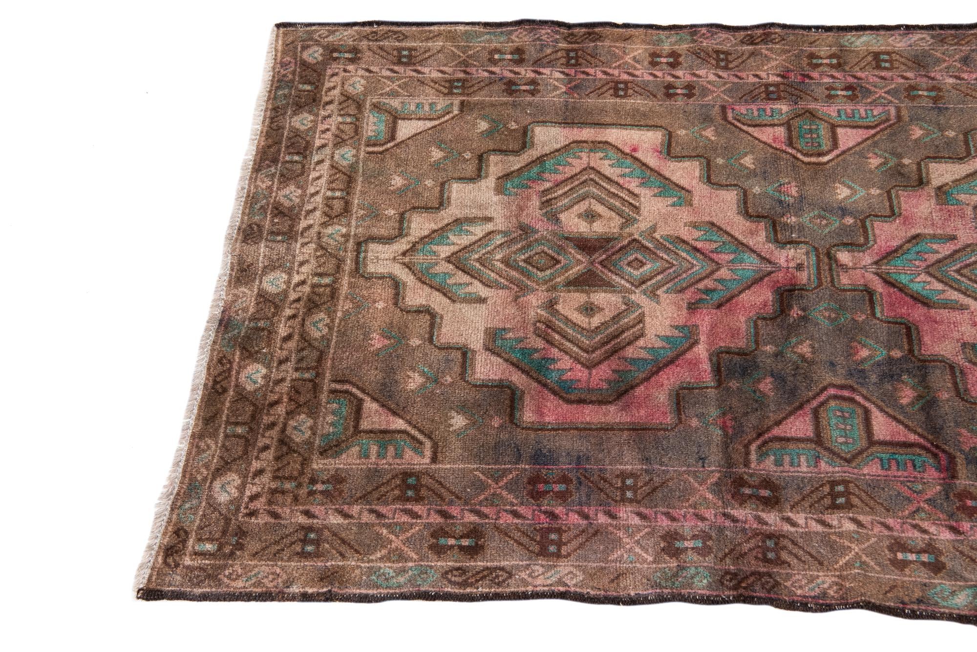 3' 4 x 6' 9 Hand Knotted Ultra Vintage Persian Wool Runner Rug