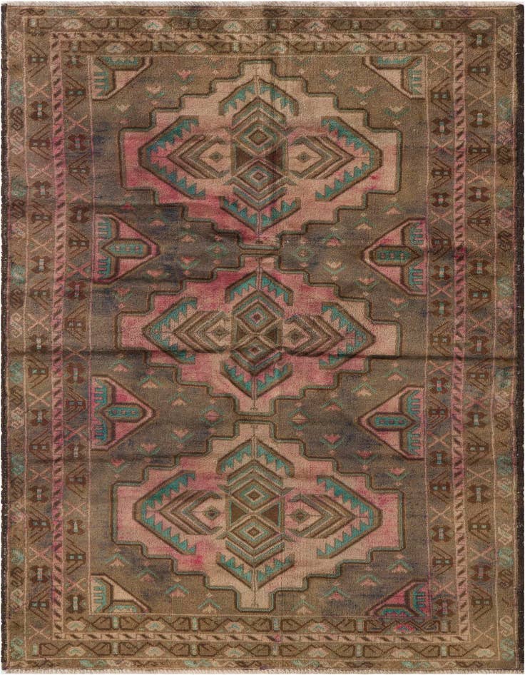 Detail image of 3' 4 x 6' 9 Hand Knotted Ultra Vintage Persian Wool Runner Rug