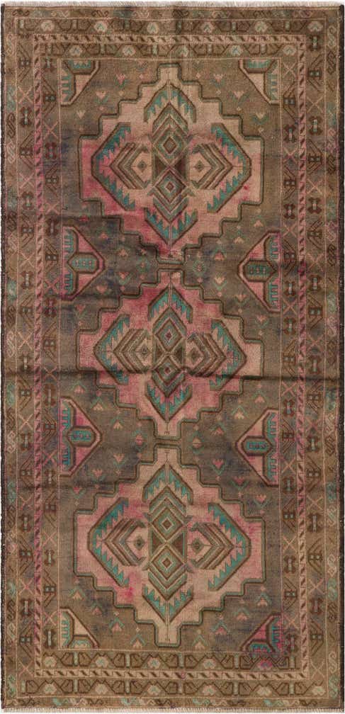 3' 4 x 6' 9 Hand Knotted Ultra Vintage Persian Wool Runner Rug