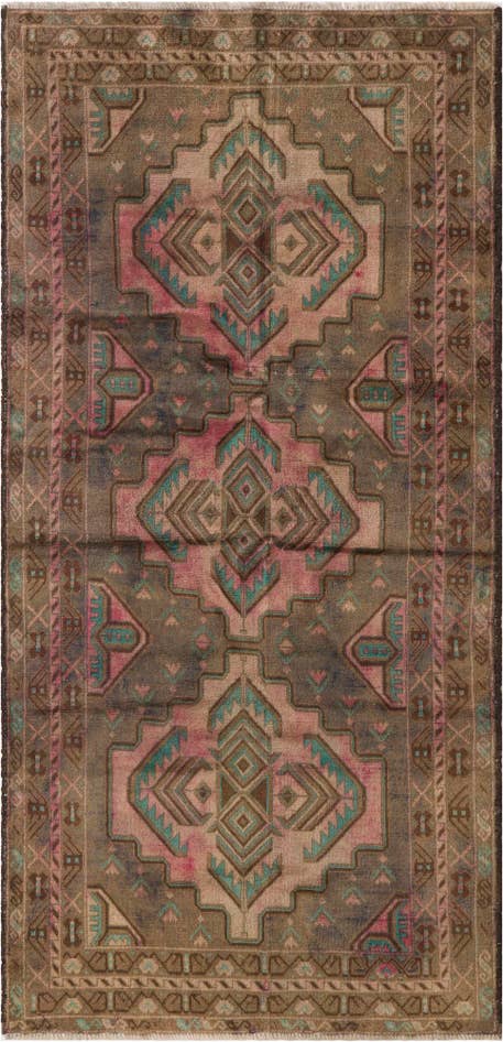 Detail image of 3' 4 x 6' 9 Hand Knotted Ultra Vintage Persian Wool Runner Rug