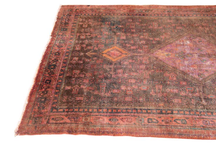 Detail image of 4' 6 x 12' 7 Hand Knotted Ultra Vintage Persian Wool Runner Rug
