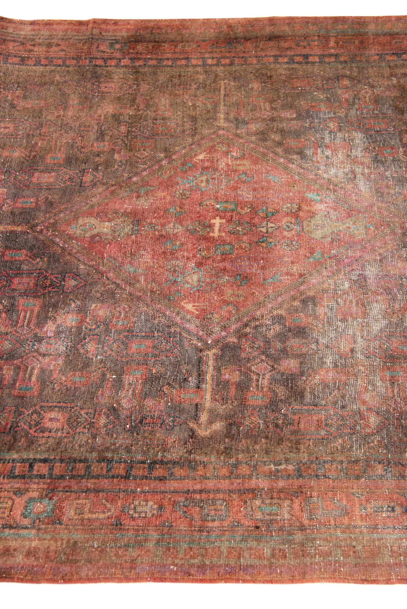 4' 6 x 12' 7 Hand Knotted Ultra Vintage Persian Wool Runner Rug