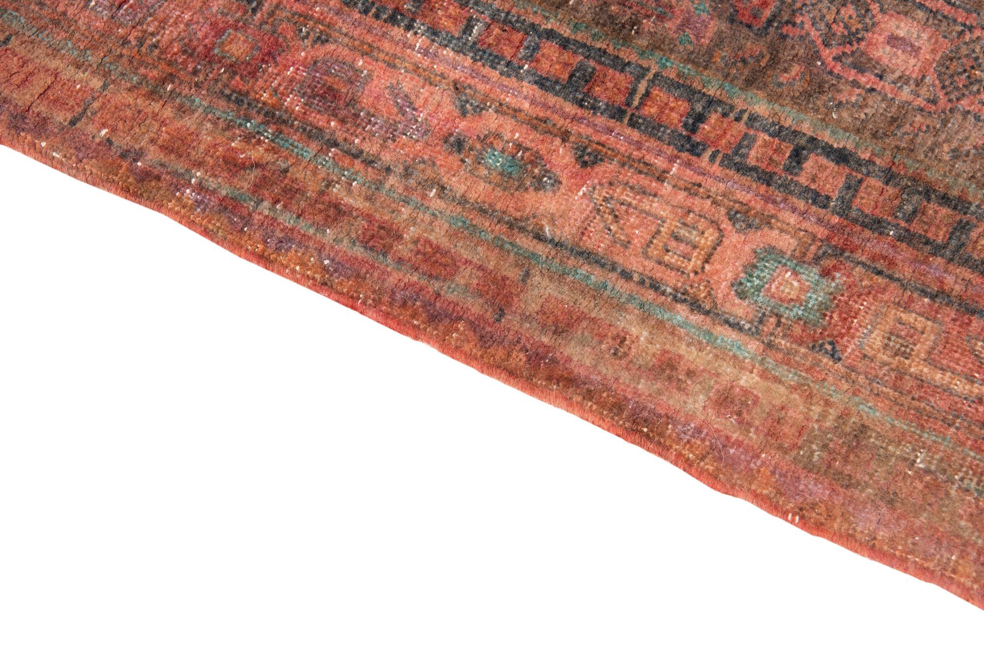 4' 6 x 12' 7 Hand Knotted Ultra Vintage Persian Wool Runner Rug