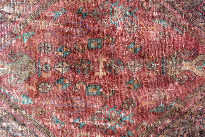 4' 6 x 12' 7 Hand Knotted Ultra Vintage Persian Wool Runner Rug