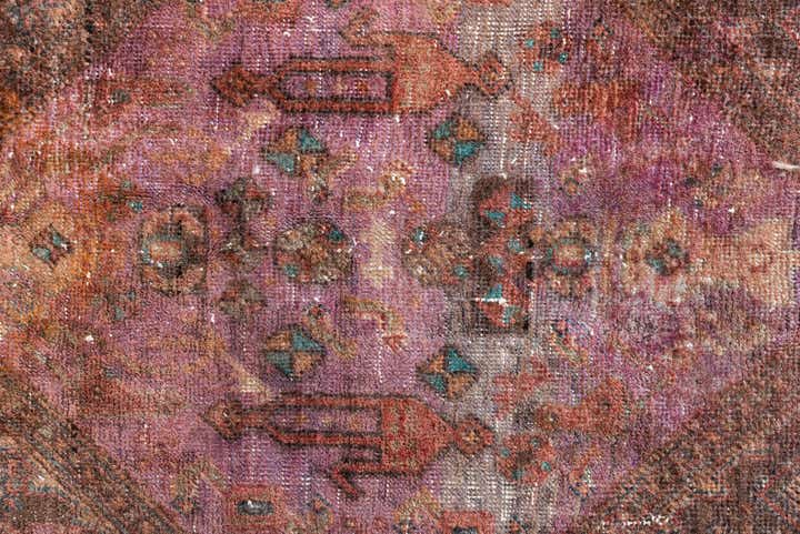 4' 6 x 12' 7 Hand Knotted Ultra Vintage Persian Wool Runner Rug