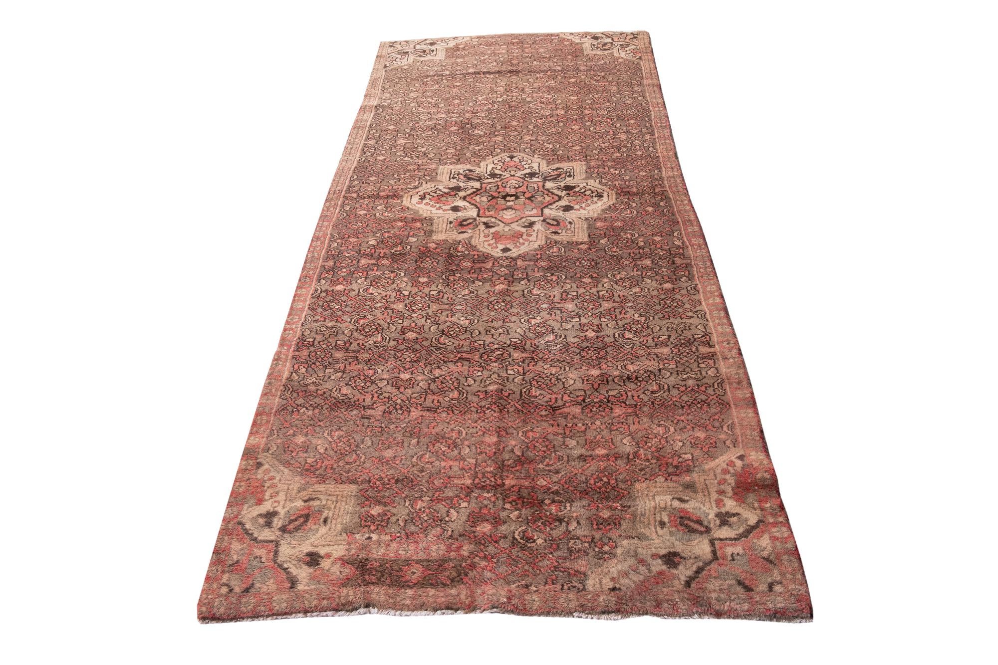 4' 1 x 9' 2 Hand Knotted Ultra Vintage Persian Wool Runner Rug