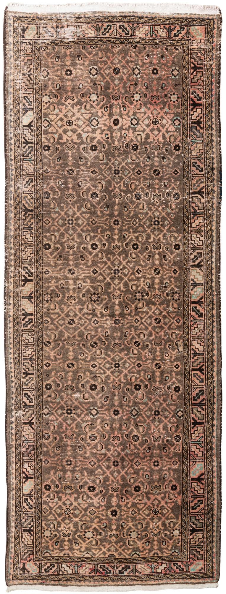 4' x 10' 7 Hand Knotted Ultra Vintage Persian Wool Runner Rug