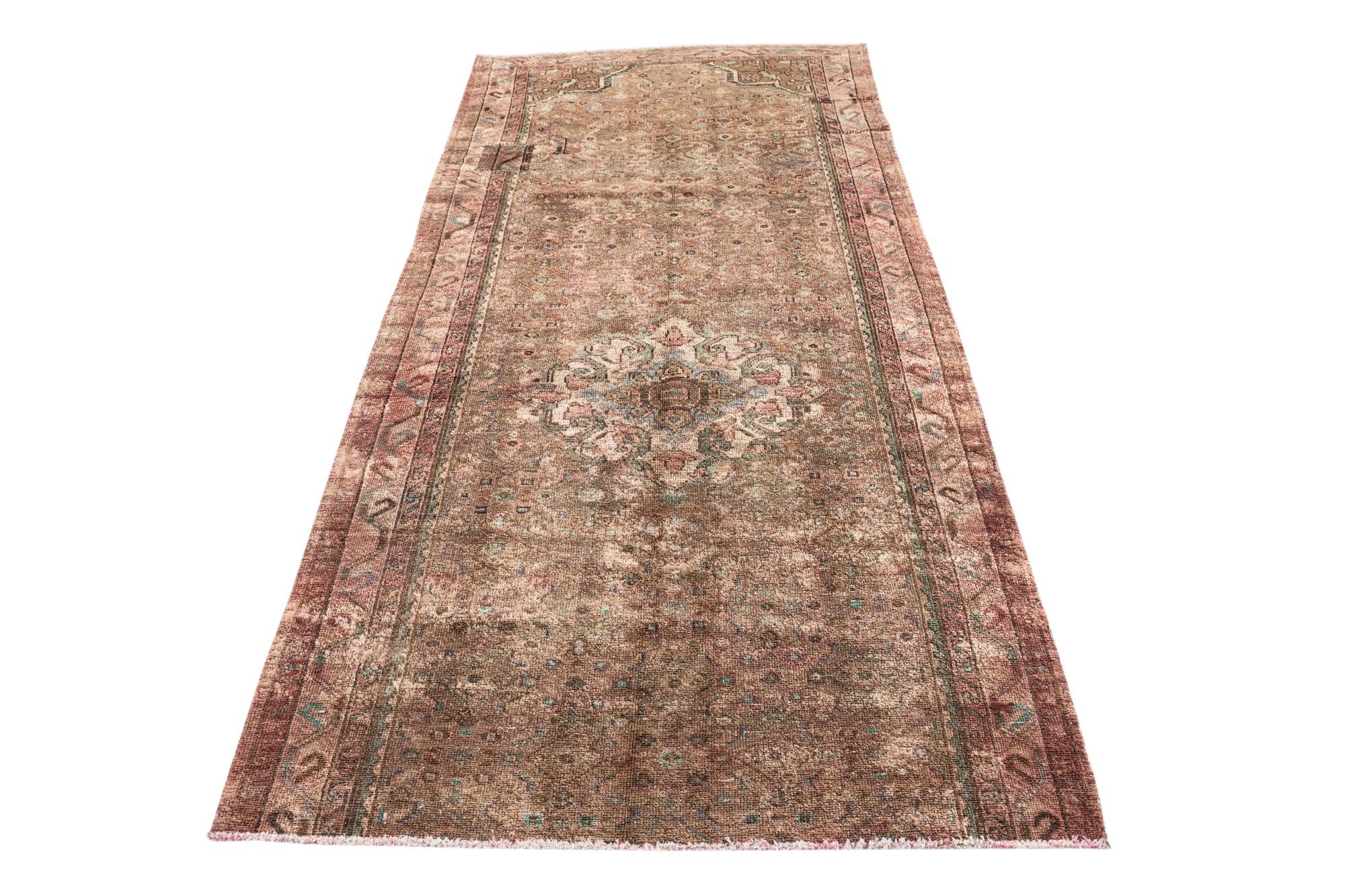 3' 10 x 8' 2 Hand Knotted Ultra Vintage Persian Wool Runner Rug