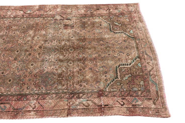 Detail image of 3' 10 x 8' 2 Hand Knotted Ultra Vintage Persian Wool Runner Rug