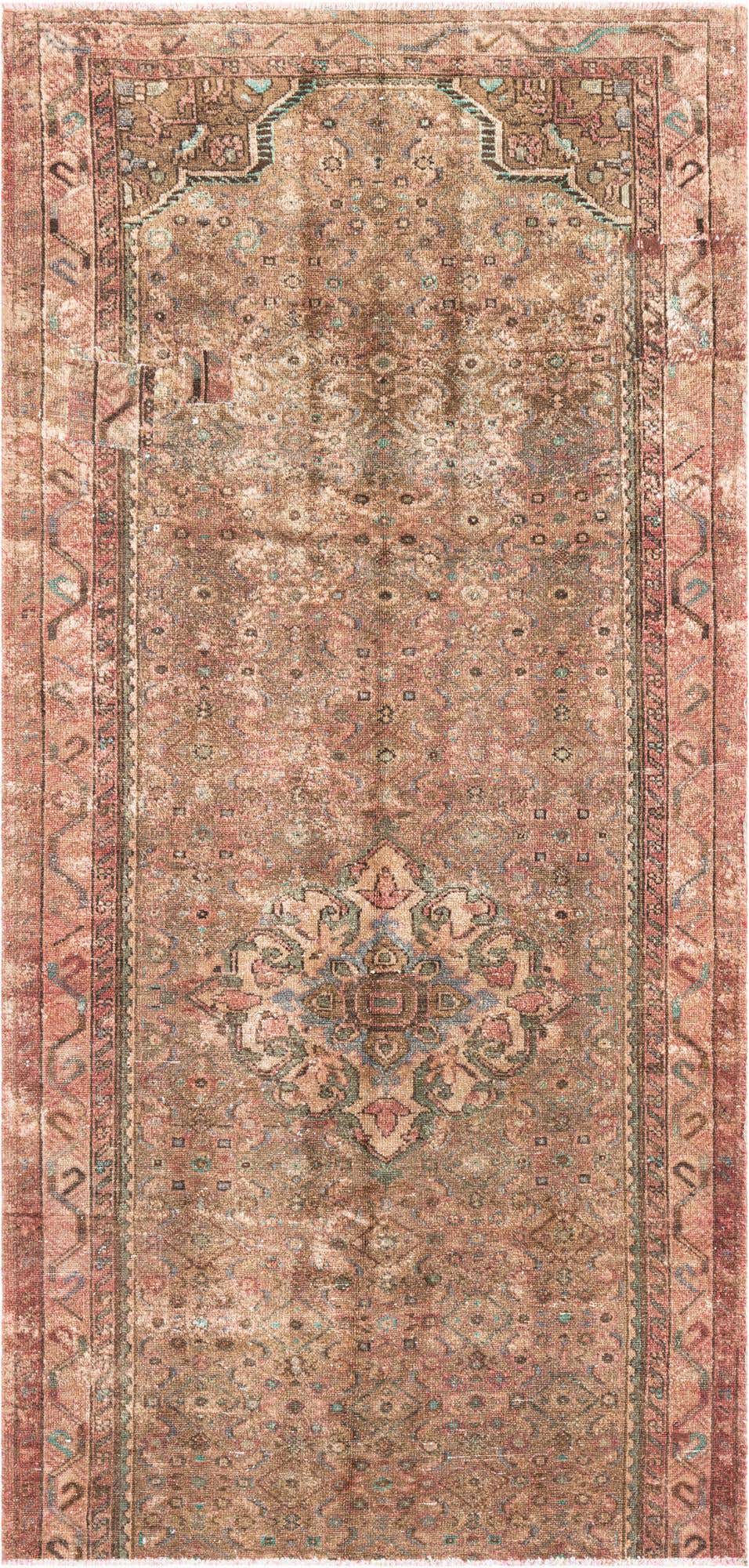 3' 10 x 8' 2 Hand Knotted Ultra Vintage Persian Wool Runner Rug