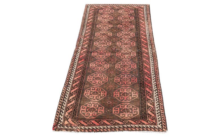 Detail image of 2' 4 x 5' 6 Hand Knotted Ultra Vintage Persian Wool Runner Rug