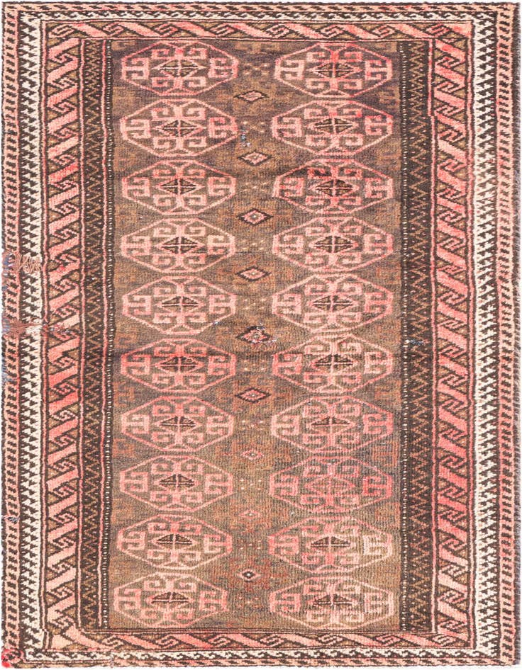 Detail image of 2' 4 x 5' 6 Hand Knotted Ultra Vintage Persian Wool Runner Rug