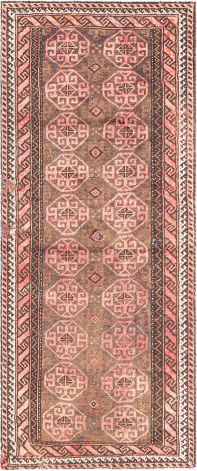 Detail image of 2' 4 x 5' 6 Hand Knotted Ultra Vintage Persian Wool Runner Rug