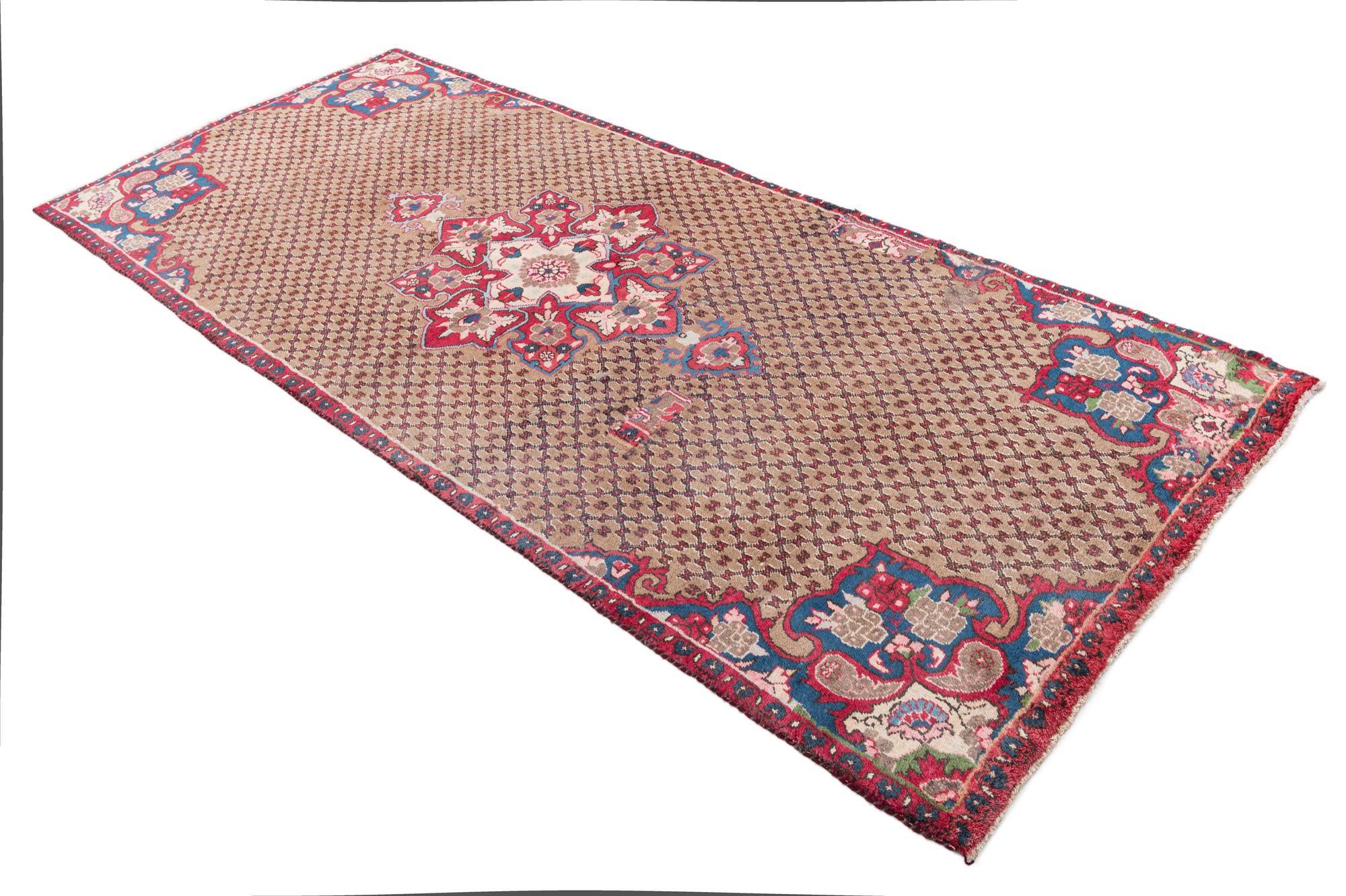 4' x 9' Hand Knotted Ultra Vintage Persian Wool Runner Rug