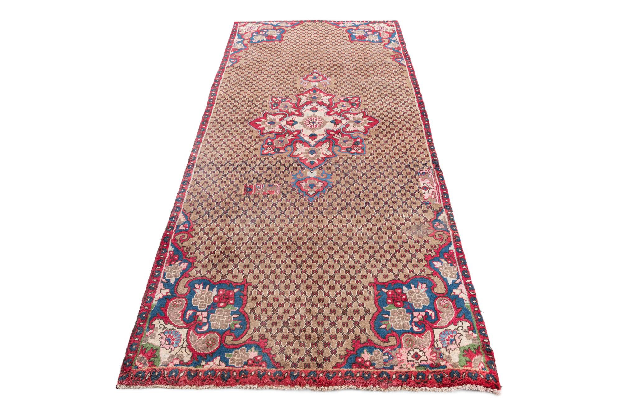 4' x 9' Hand Knotted Ultra Vintage Persian Wool Runner Rug