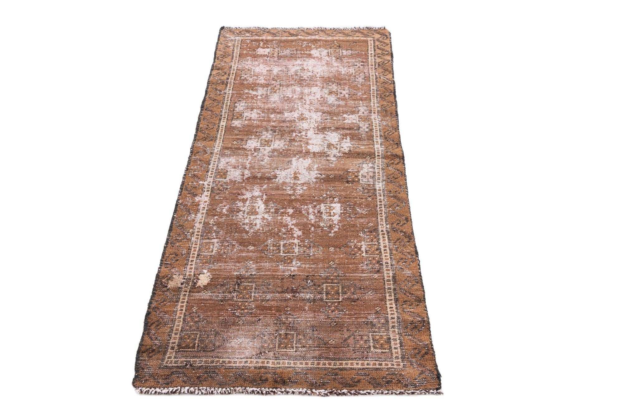 2' 4 x 5' 3 Hand Knotted Ultra Vintage Persian Wool Runner Rug