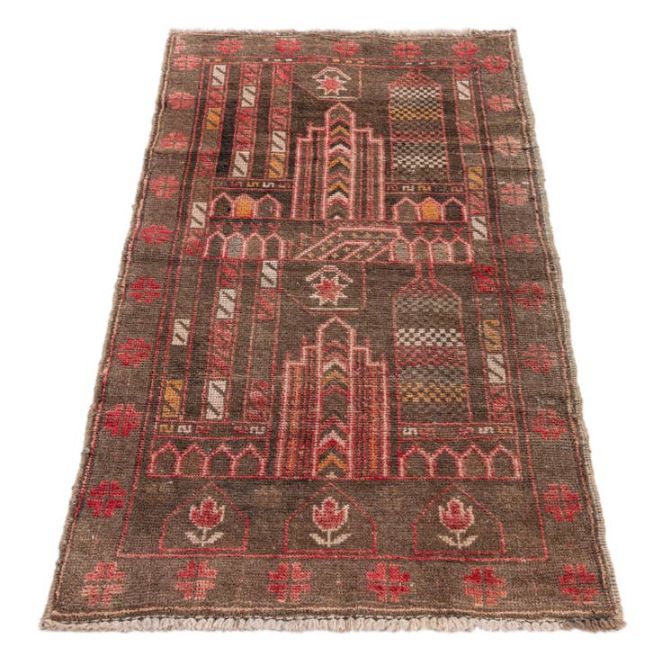 Detail image of 2' 3 x 4' 5 Hand Knotted Ultra Vintage Persian Wool Runner Rug