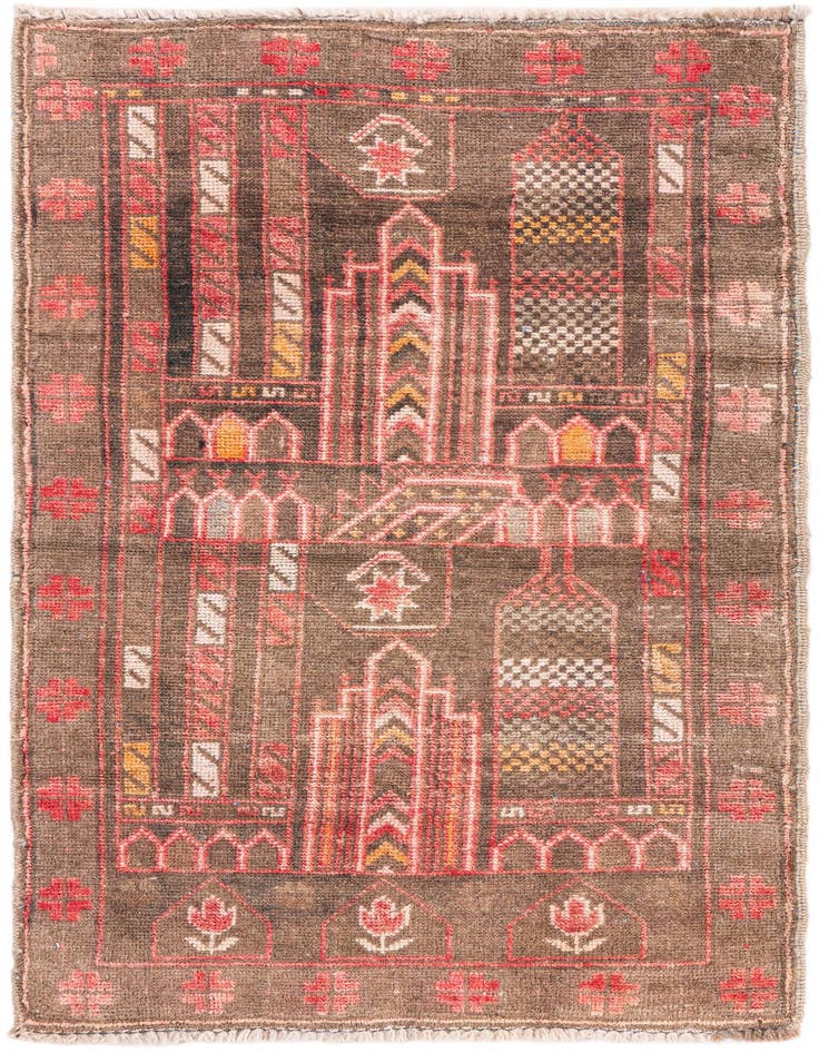 Detail image of 2' 3 x 4' 5 Hand Knotted Ultra Vintage Persian Wool Runner Rug
