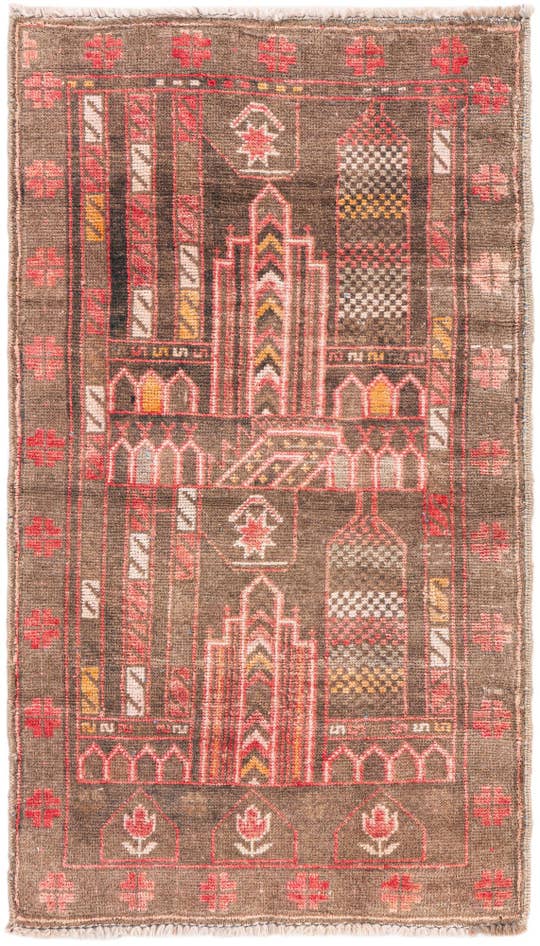 Detail image of 2' 3 x 4' 5 Hand Knotted Ultra Vintage Persian Wool Runner Rug