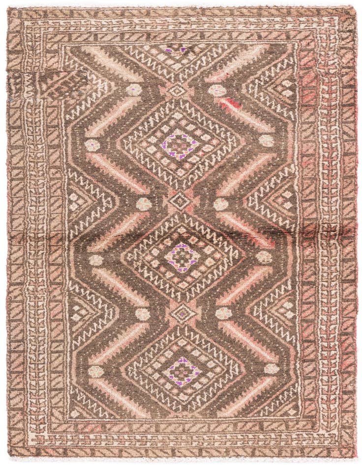 Detail image of 2' 6 x 5' 1 Hand Knotted Ultra Vintage Persian Wool Runner Rug
