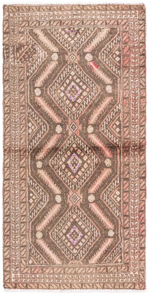 Detail image of 2' 6 x 5' 1 Hand Knotted Ultra Vintage Persian Wool Runner Rug